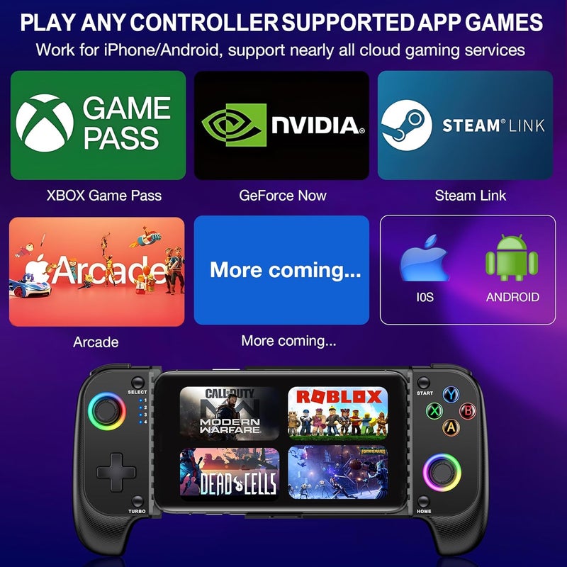 NinjaPlusOX Wireless Phone Controller for iPhone/Android with Hall Joystick, Moblie Controller for iPhone Support Xbox Game Pass, Steam Link, Call of Duty, Roblox, Handheld Gaming Gamepad Support Phone Case - Image 3